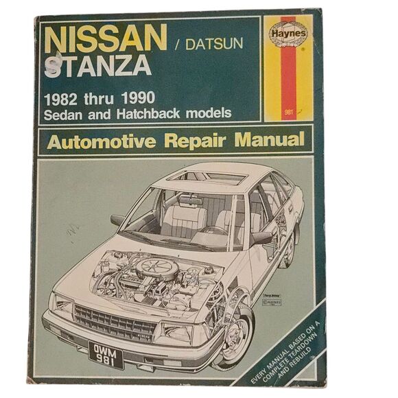 Haynes Nissan Datsun Stanza 1982-1990 Sedan and Hatchback Auto Repair Manual 981 - Picture 1 of 6
